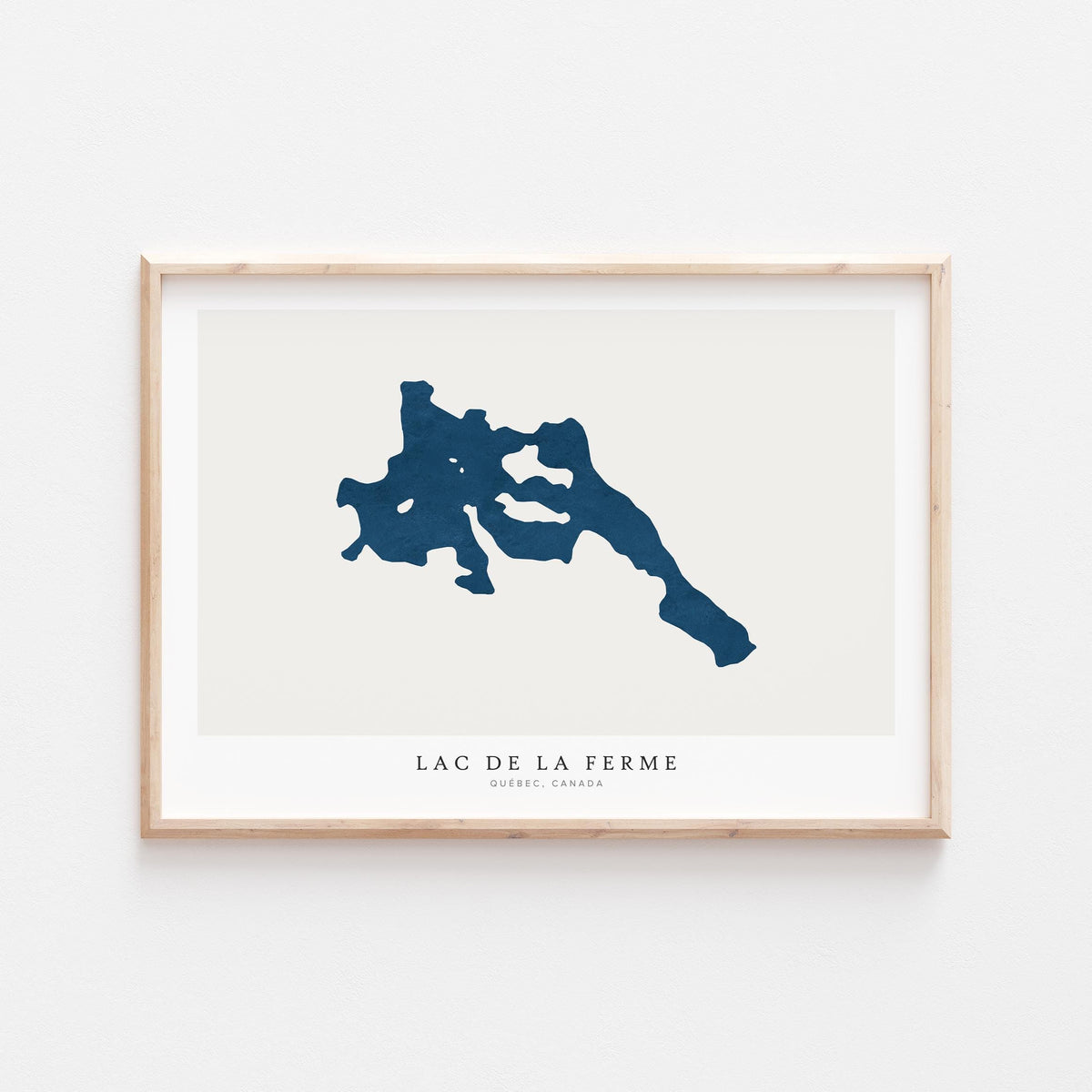 lac de la ferme map print quebec map poster – minimalist lake wall art - image 1