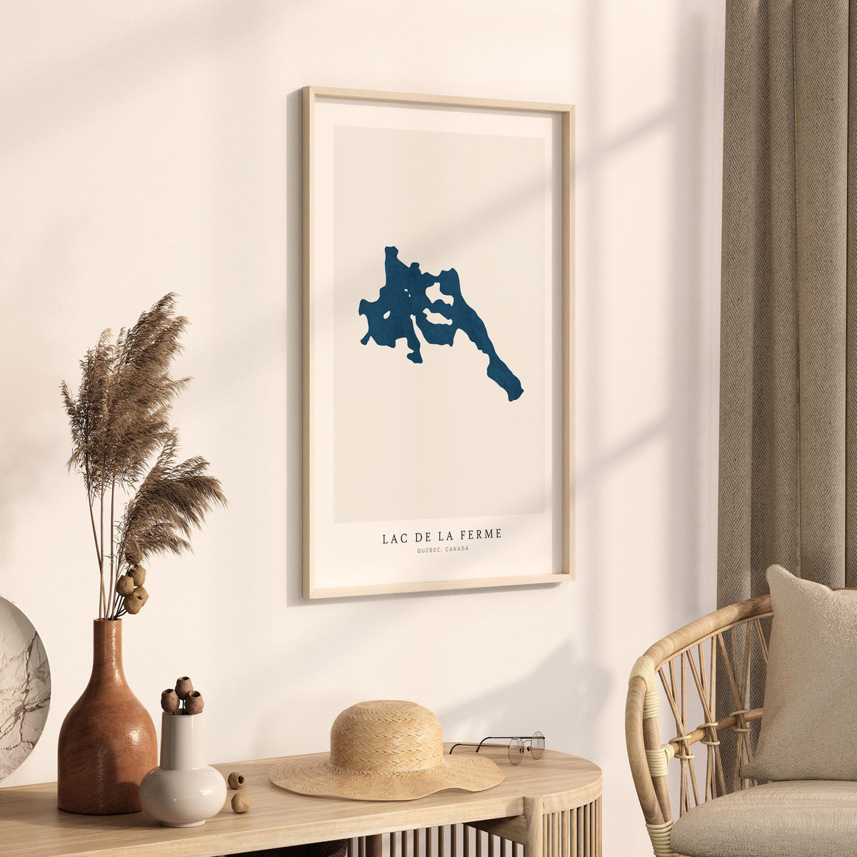 lac de la ferme map print quebec map poster – minimalist lake wall art - image 3