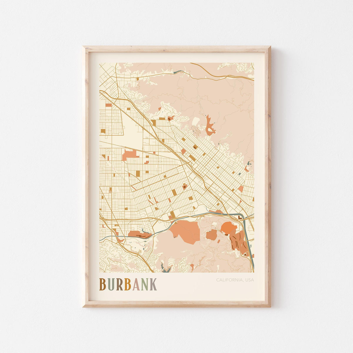 burbank, california map poster - image 1