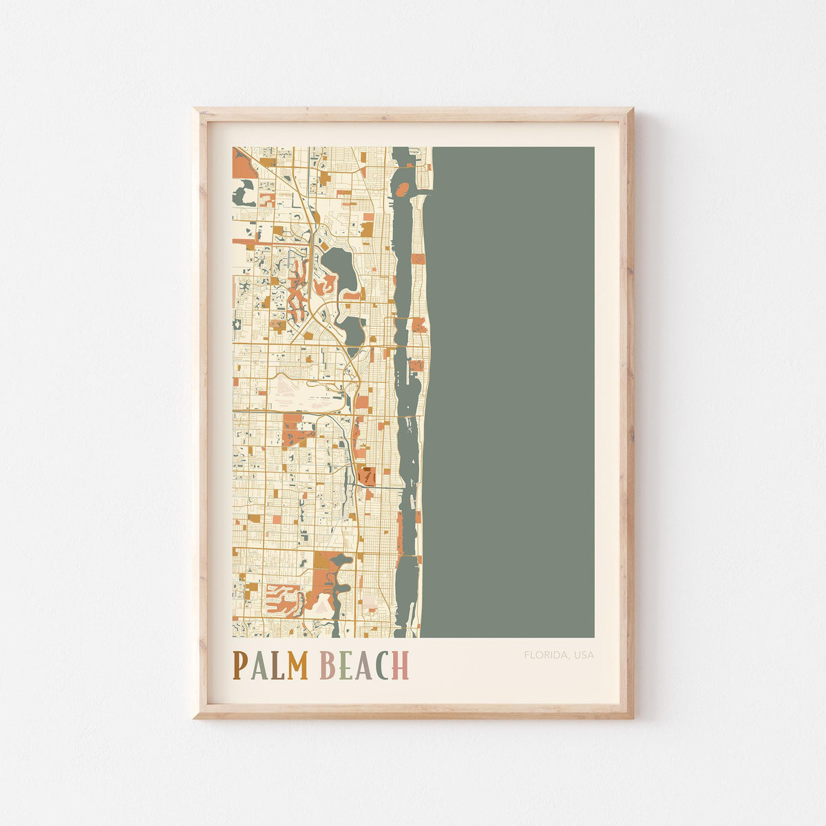 palm beach, florida map poster - image 1