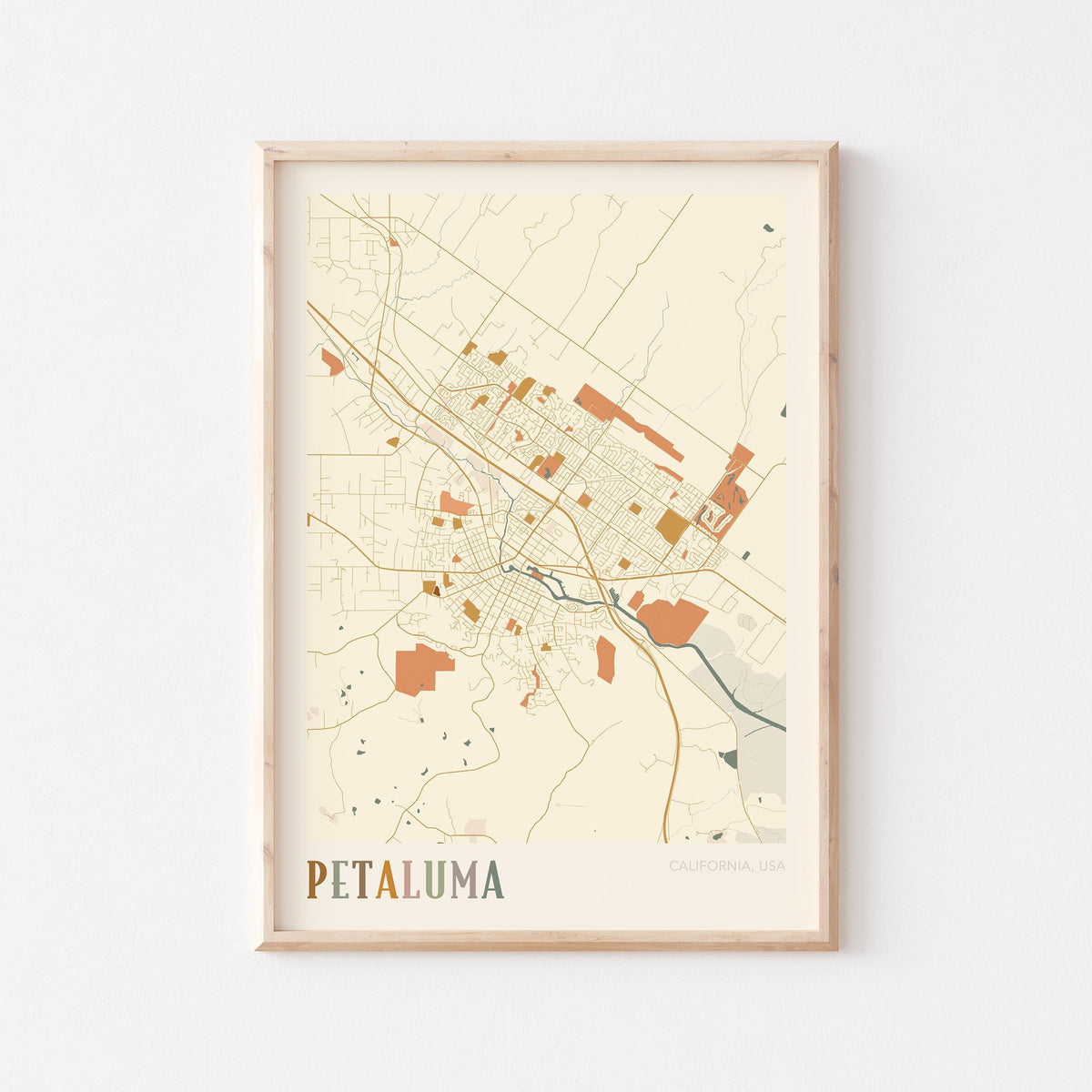 petaluma, california map poster - image 1
