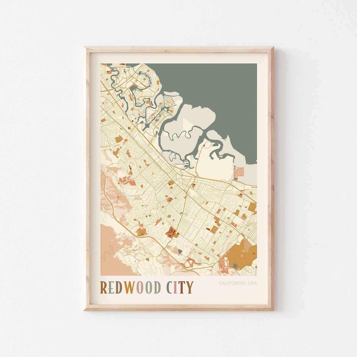 redwood city, california map poster - image 1