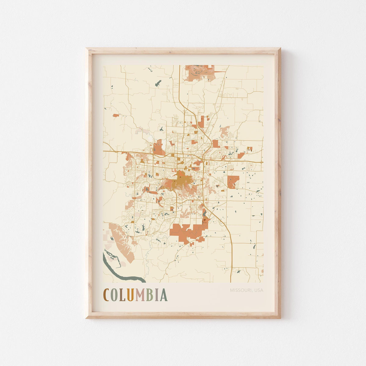 columbia, missouri map poster - image 1