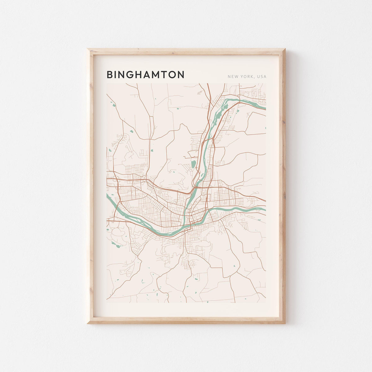 binghamton, new york map poster - image 1