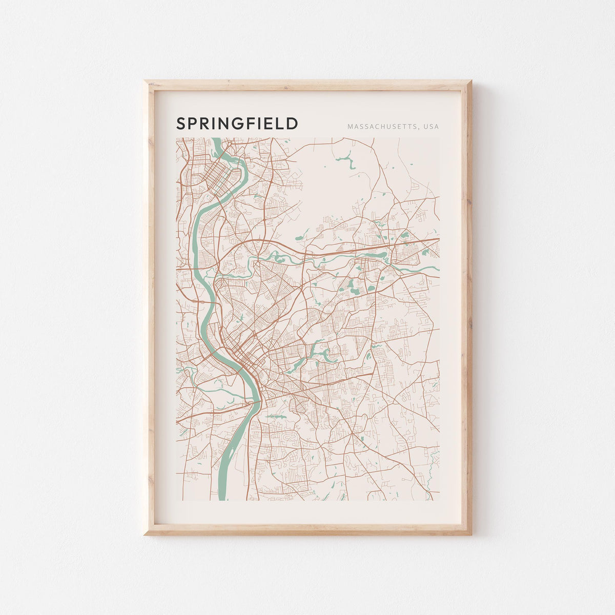 springfield, massachusetts map poster - image 1
