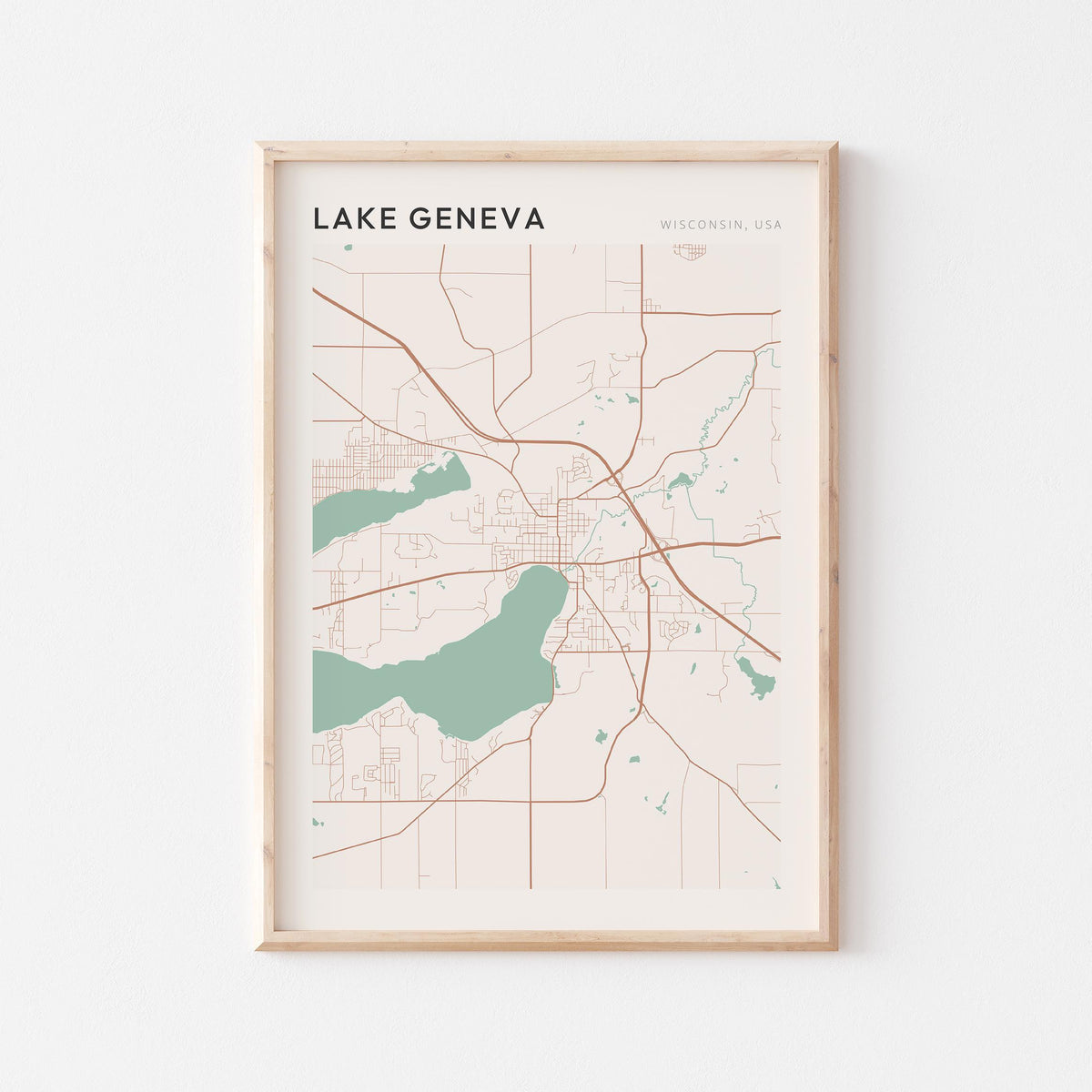 lake geneva, wisconsin map poster - image 1