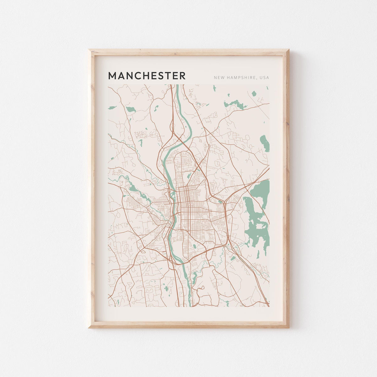 manchester, new hampshire map poster - image 1