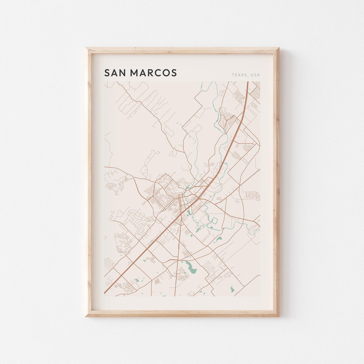 san marcos, texas map poster - image 1