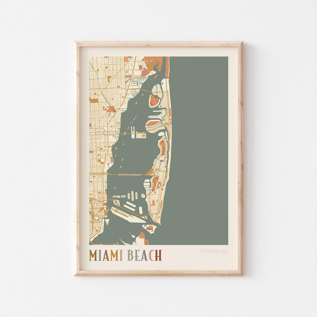 miami beach, florida map poster - image 1