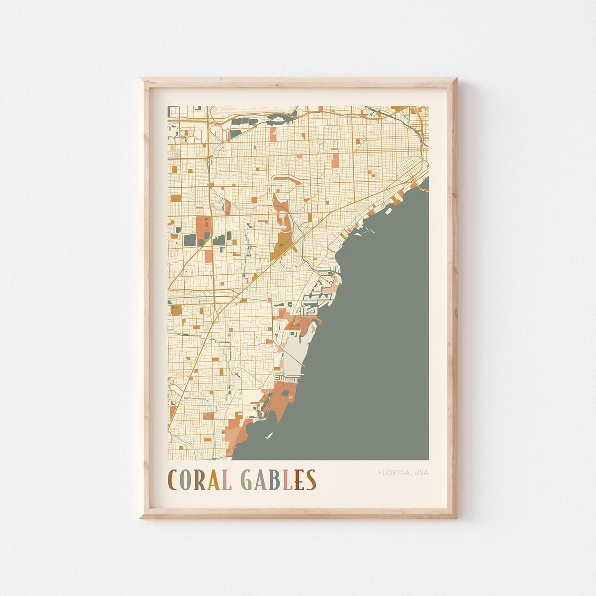 coral gables, florida map poster - image 1