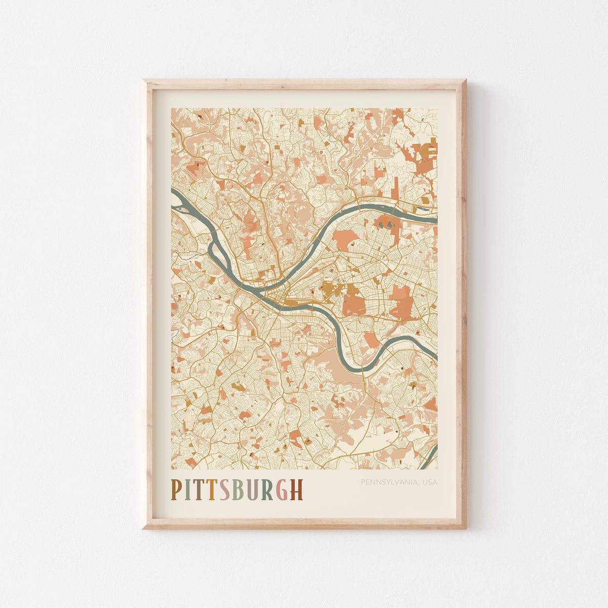 pittsburgh, pennsylvania map poster - image 1