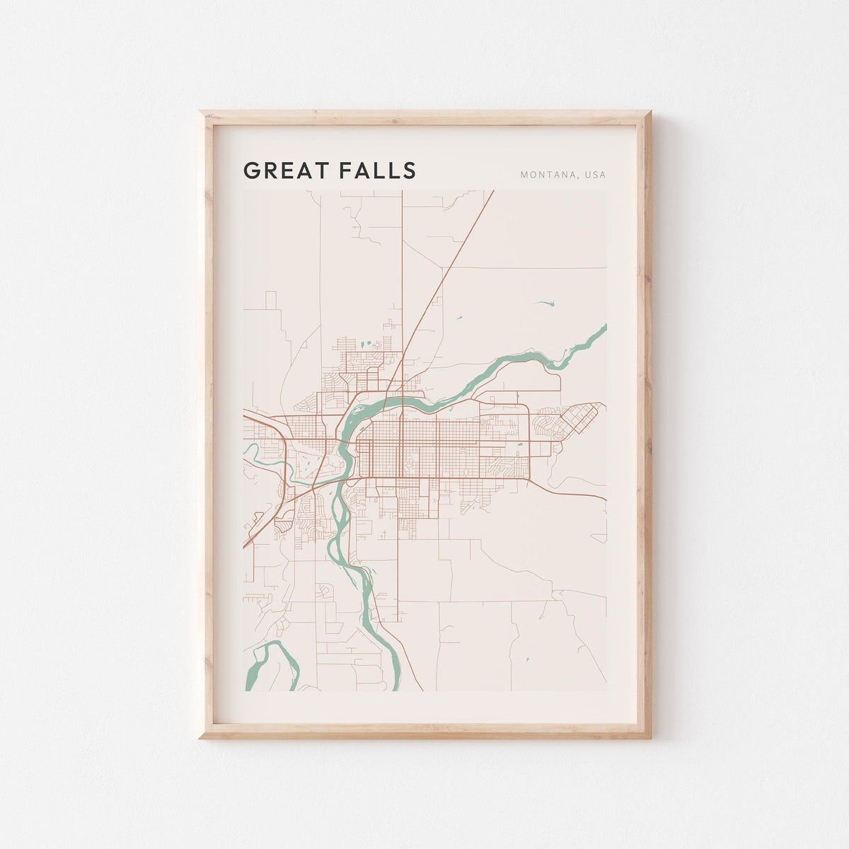 great falls, montana map poster - image 1