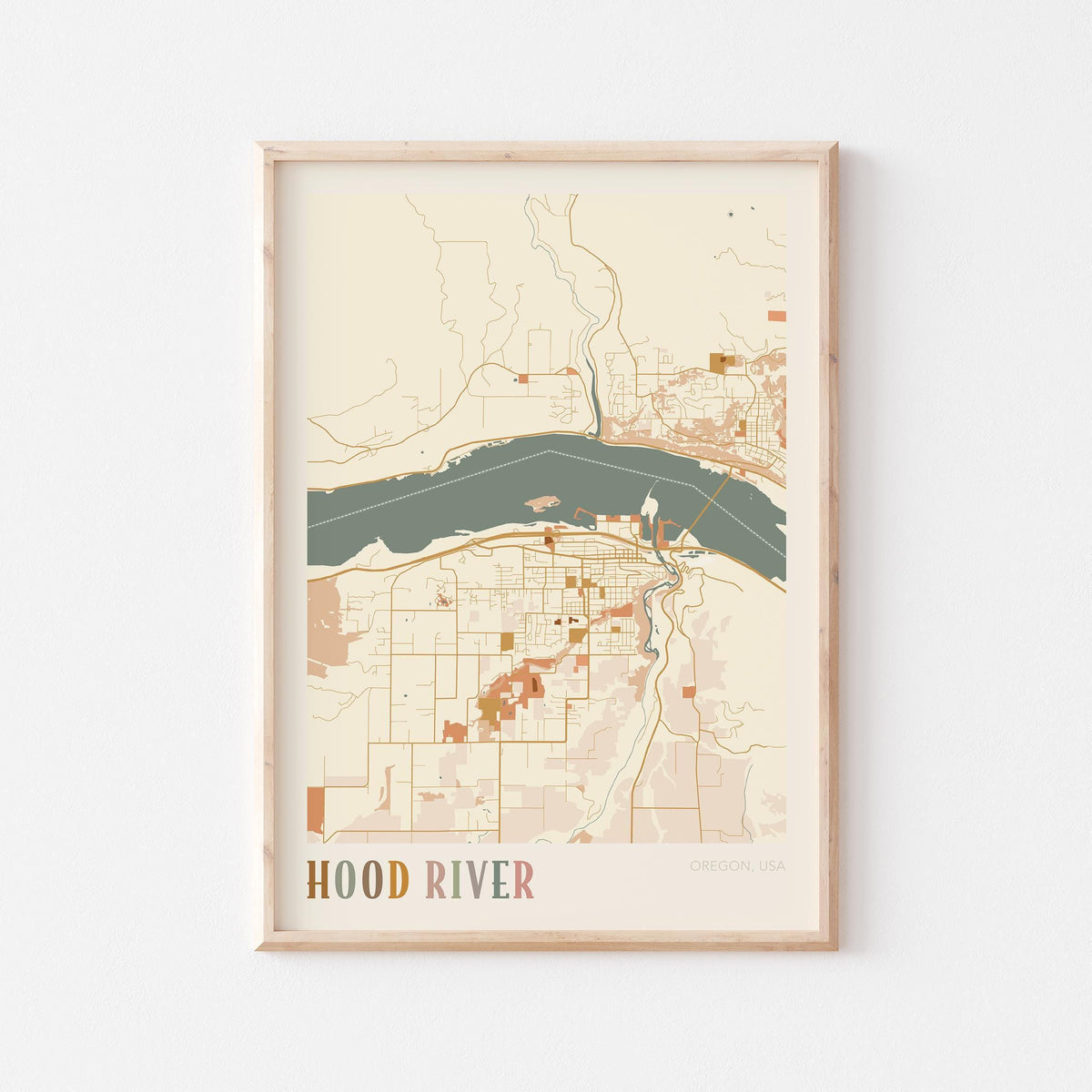 hood river, oregon map poster - image 1