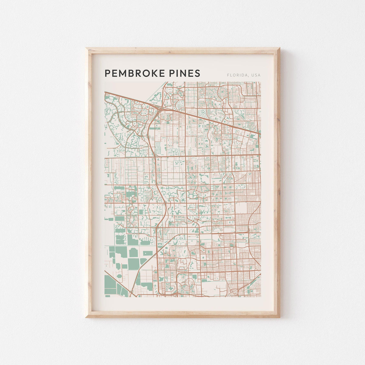 pembroke pines, florida map poster - image 1