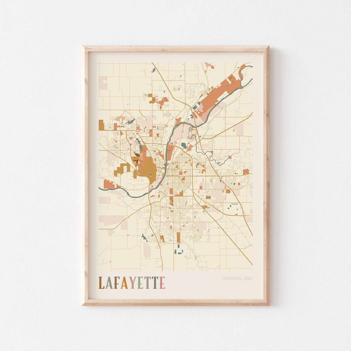 lafayette, indiana map poster - image 1