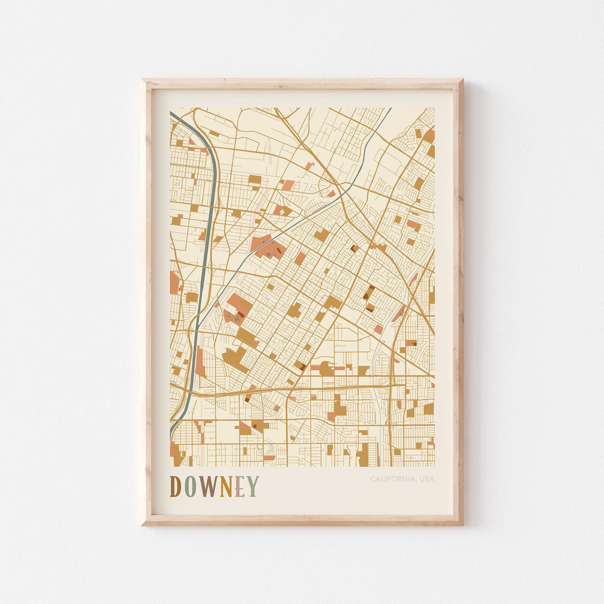 downey, california map poster - image 1