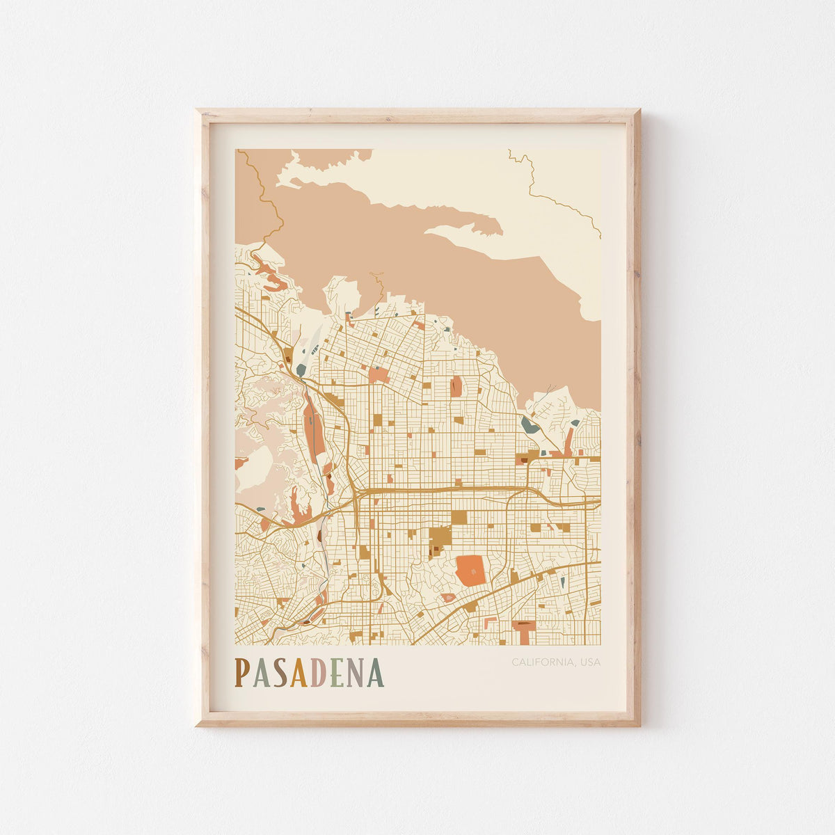 pasadena, california map poster - image 1