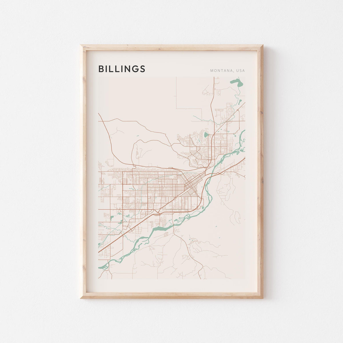 billings, montana map poster - image 1