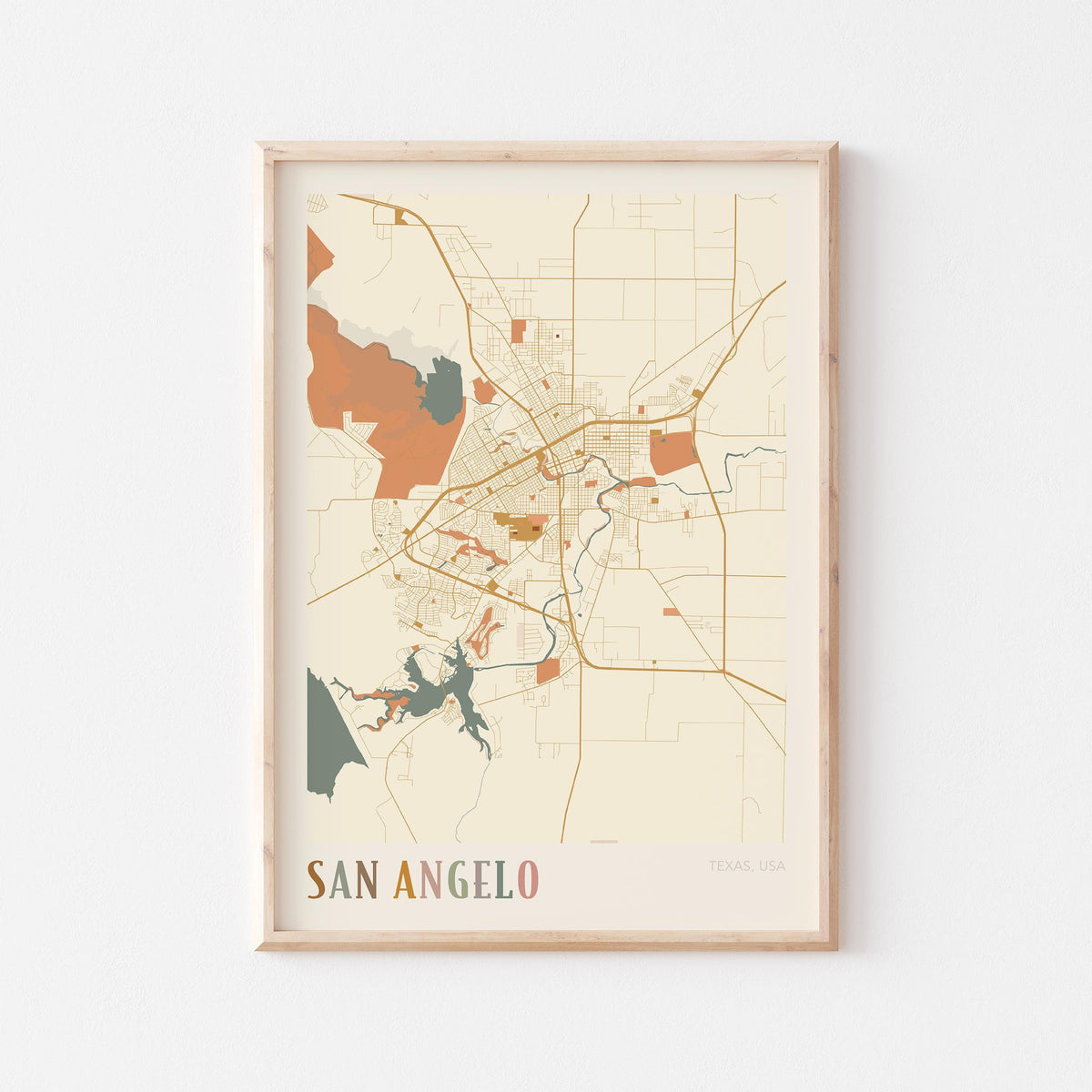 san angelo, texas map poster - image 1