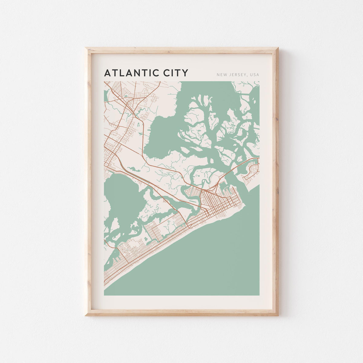 atlantic city, new jersey map poster - image 1