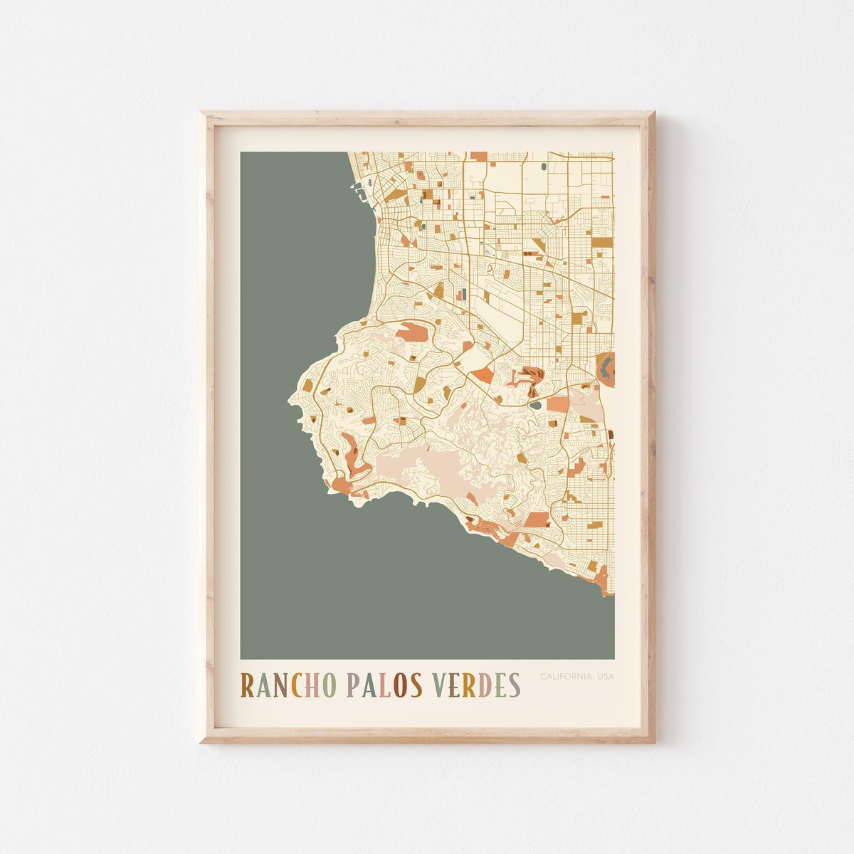 rancho palos verdes, california map poster - image 1