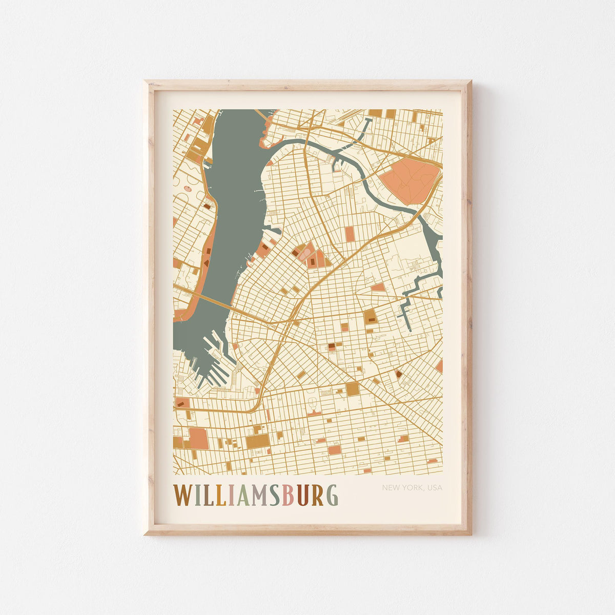 williamsburg, new york map poster - image 1