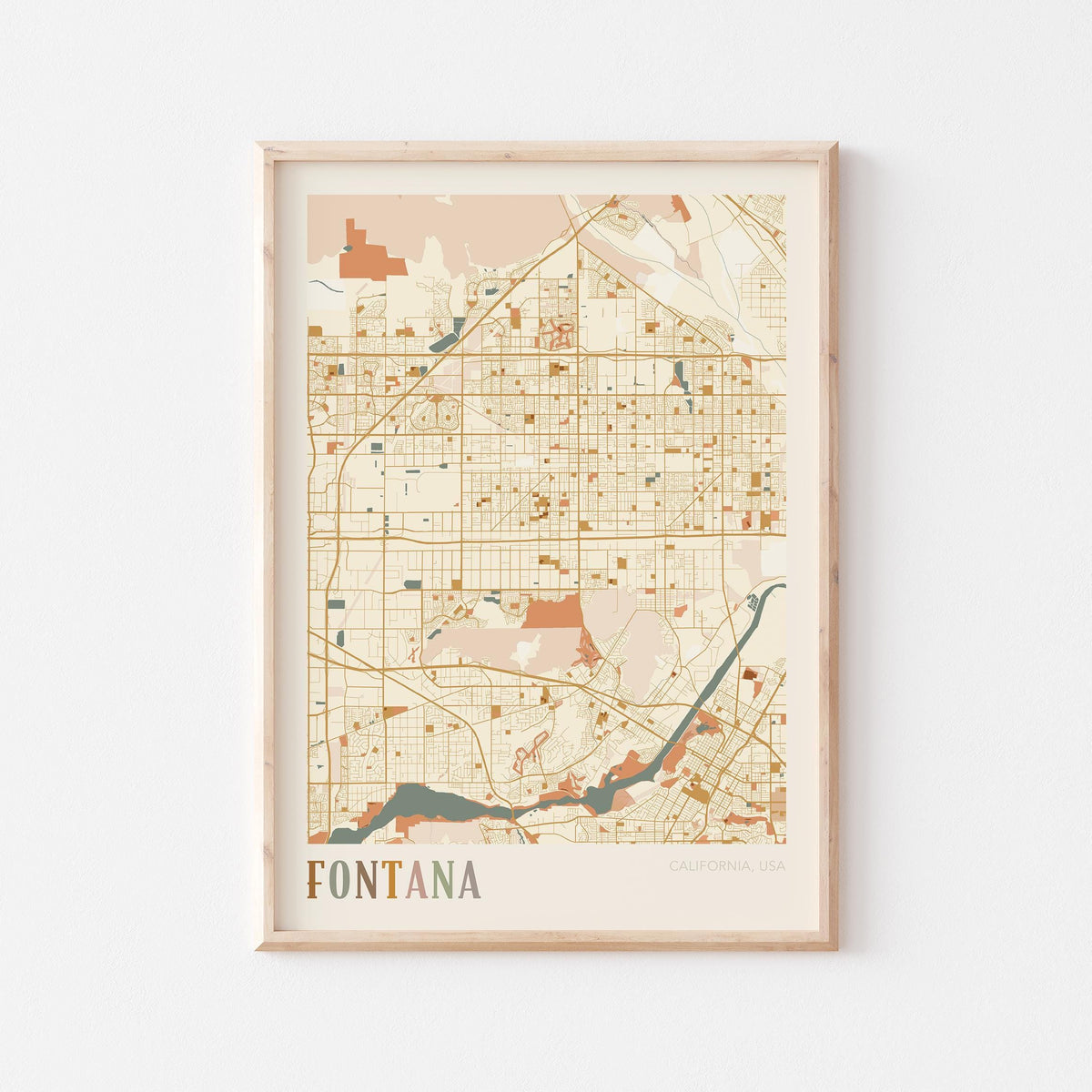 fontana, california map poster - image 1