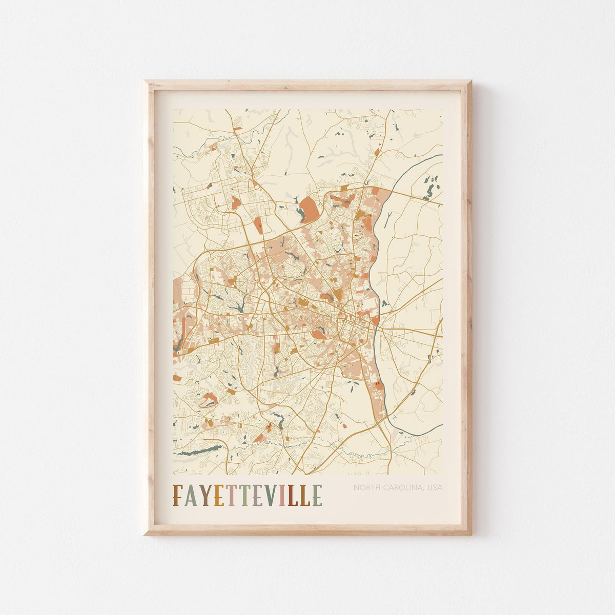fayetteville, north carolina map poster - image 1