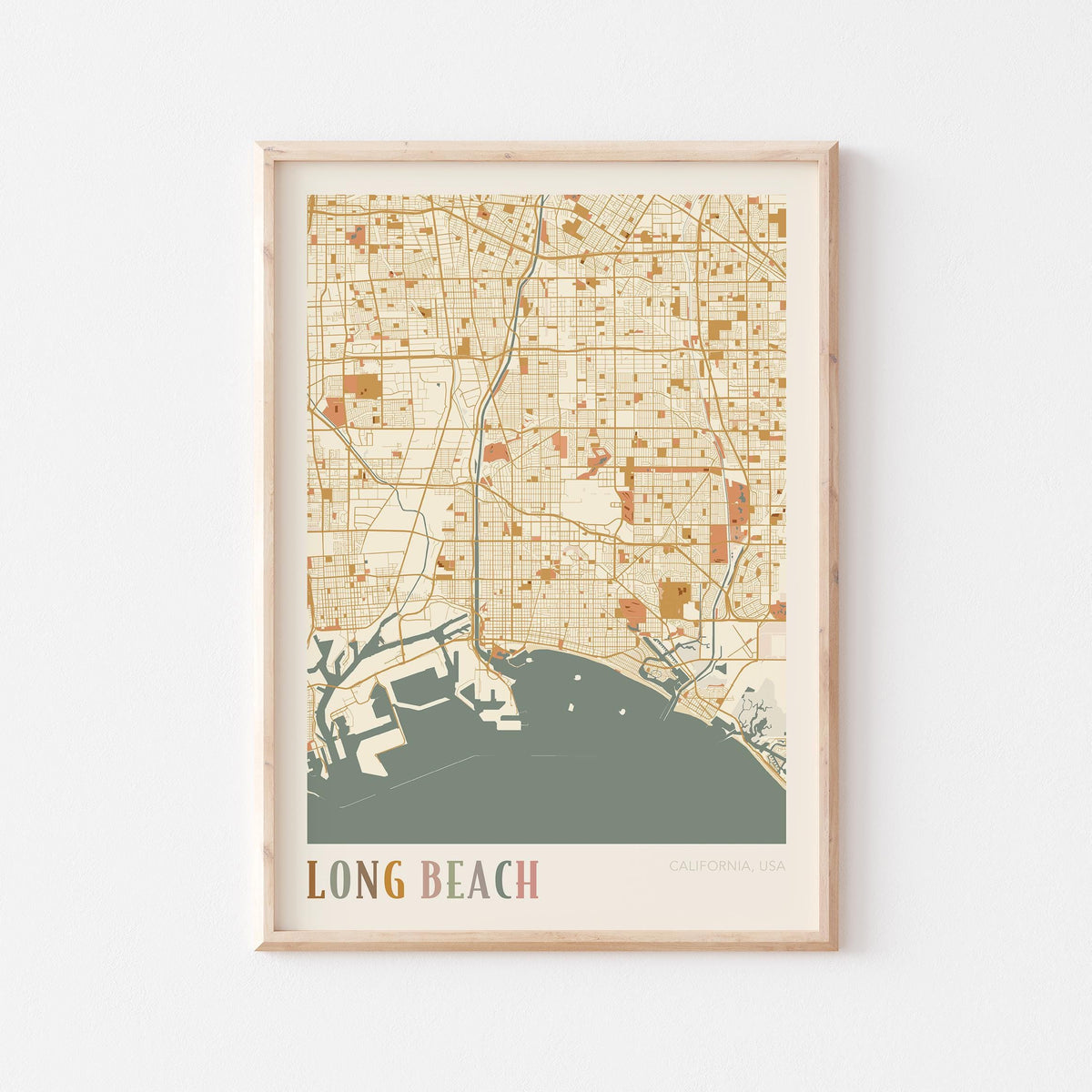 long beach, california map poster - image 1