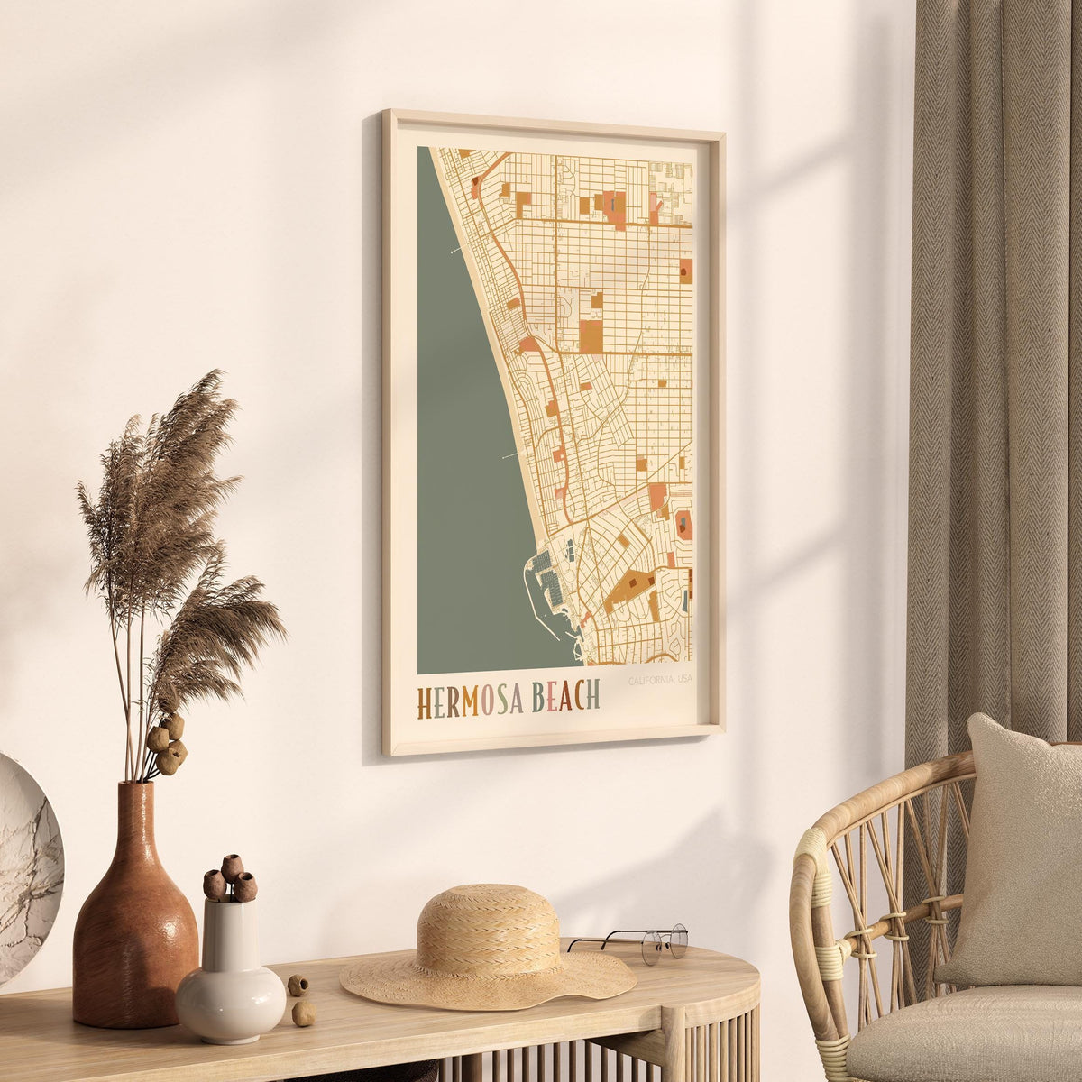 hermosa beach, california map poster - image 2
