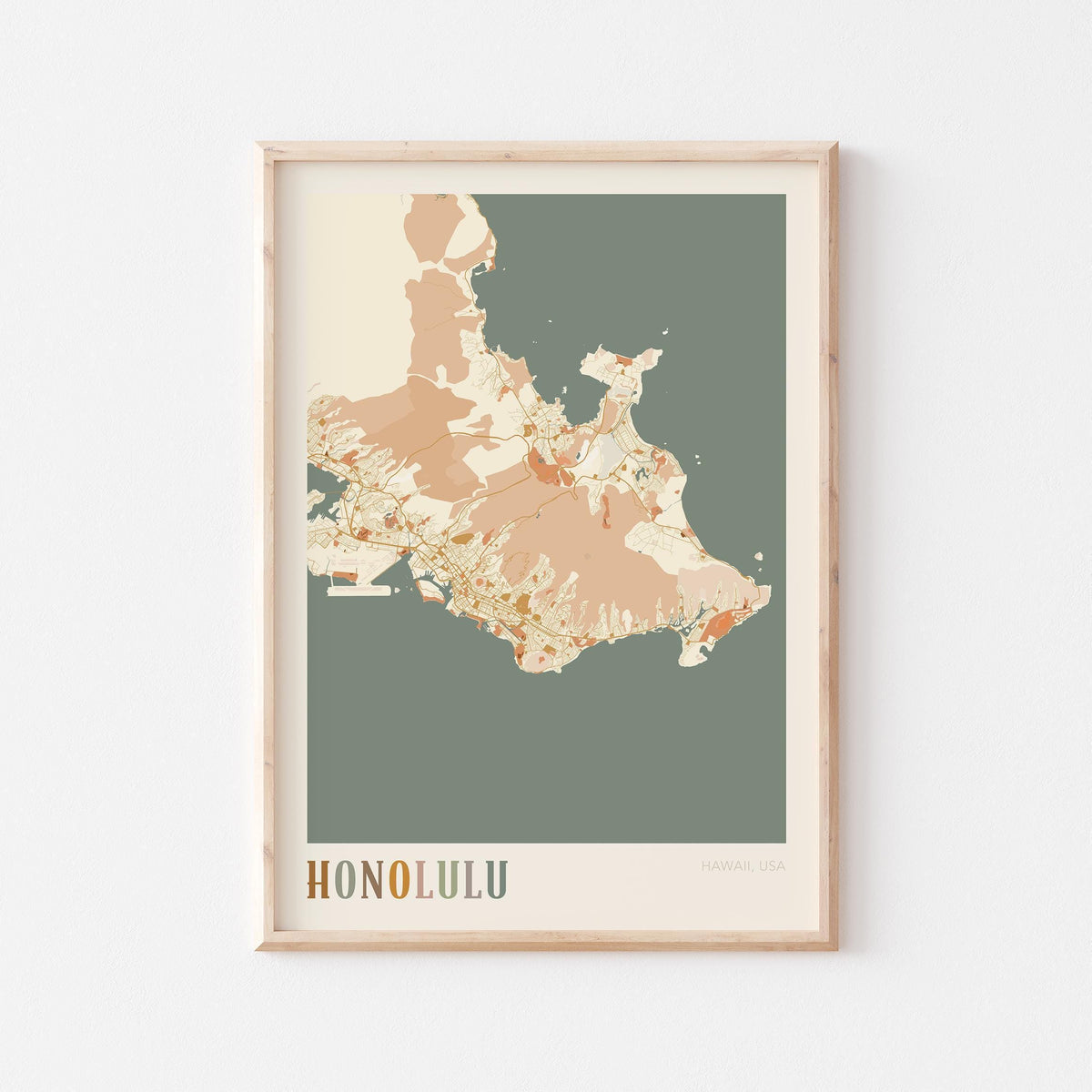 honolulu, hawaii map poster - image 1
