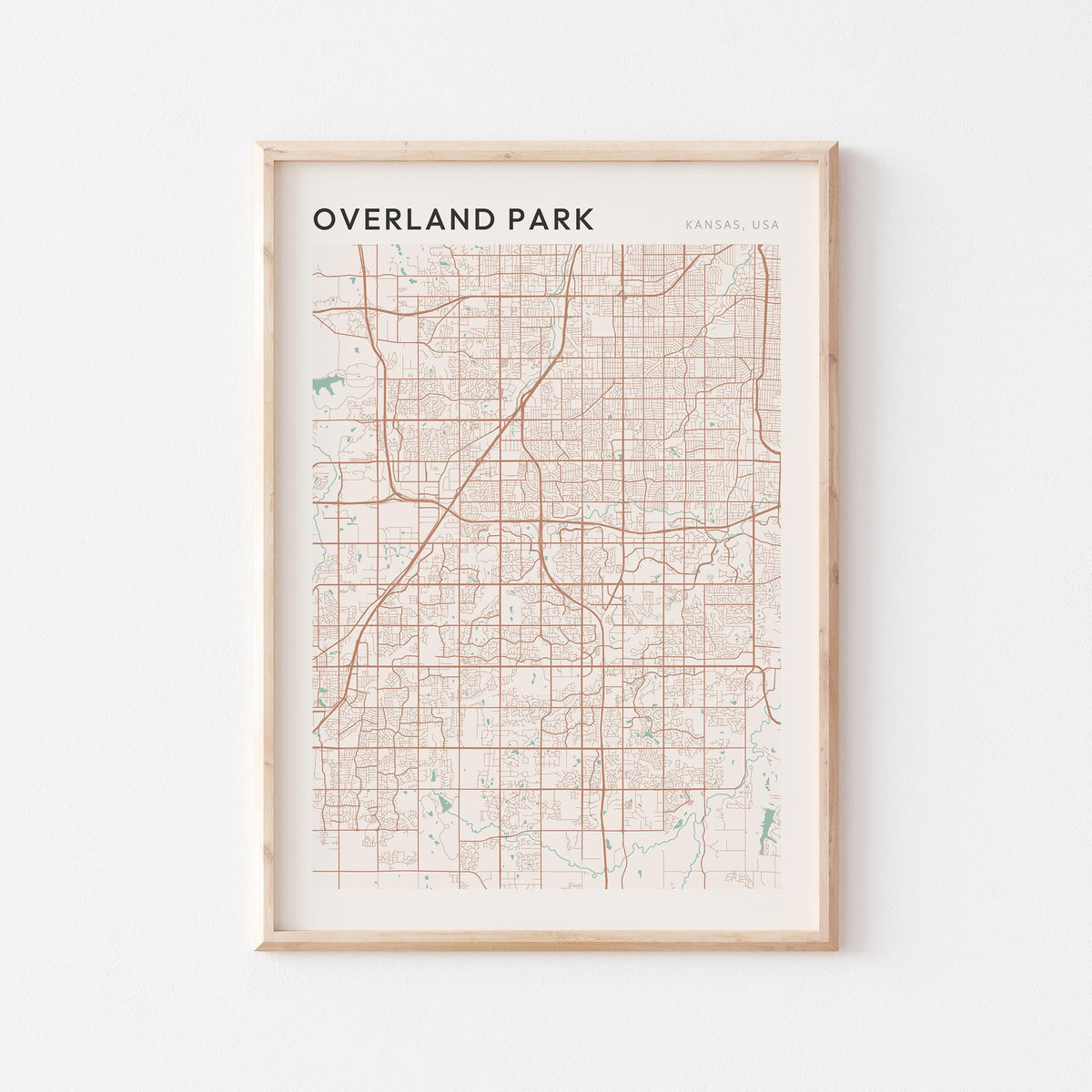 overland park, kansas map poster - image 1