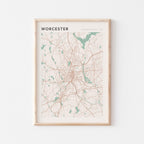 worcester, massachusetts map poster - image 1