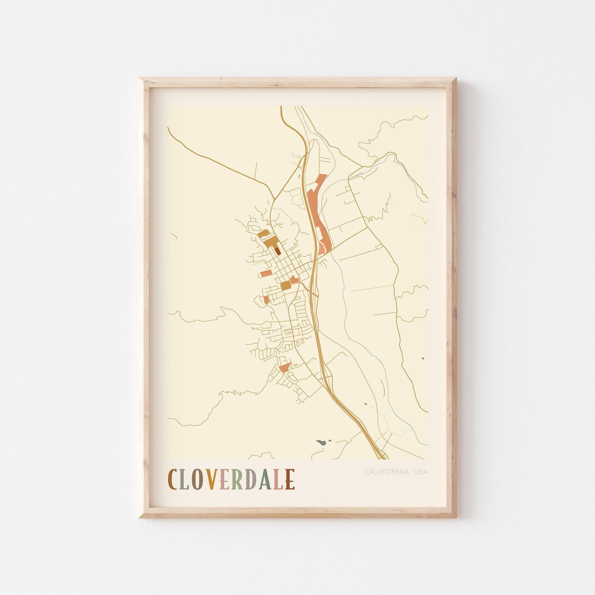 cloverdale, california map poster - image 1