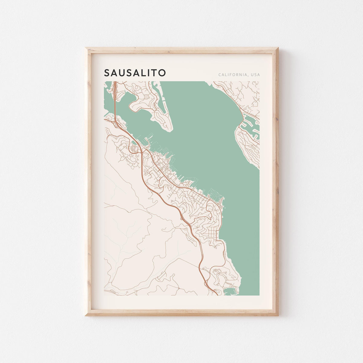 sausalito, california map poster - image 1