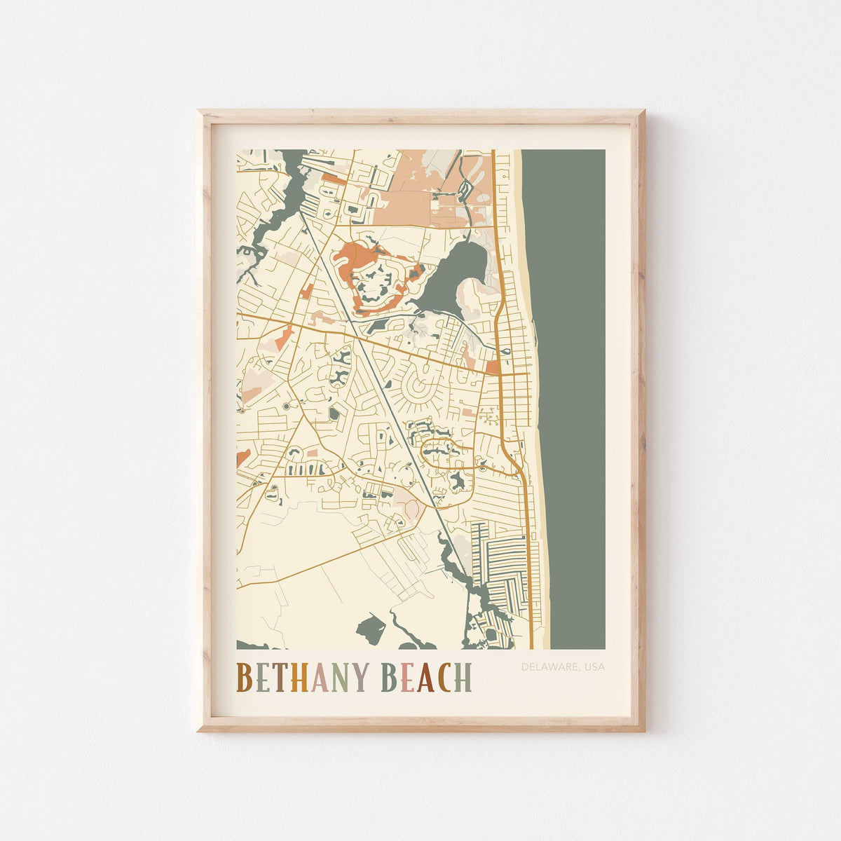 bethany beach, delaware map poster - image 1
