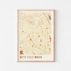 west hollywood, california map poster - image 1