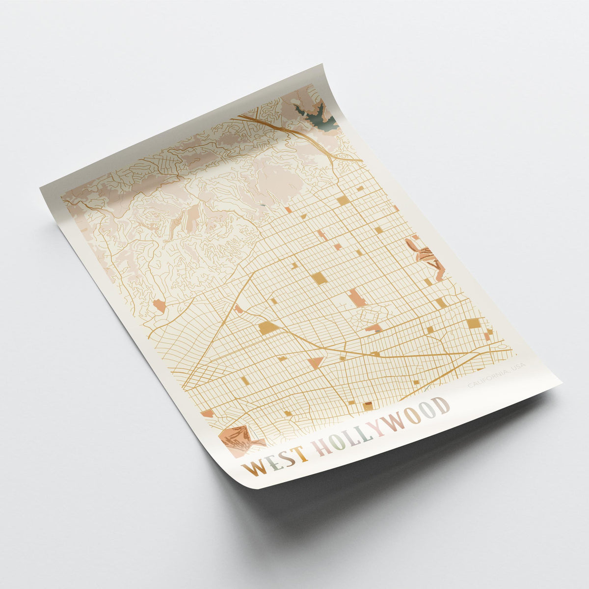 west hollywood, california map poster - image 4