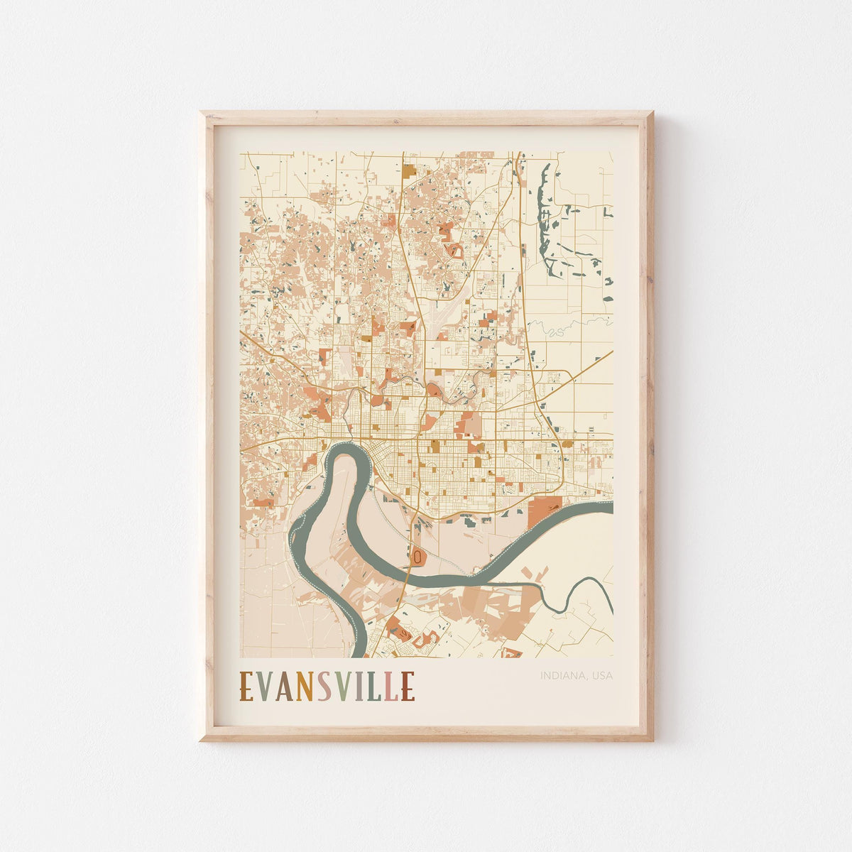 evansville, indiana map poster - image 1