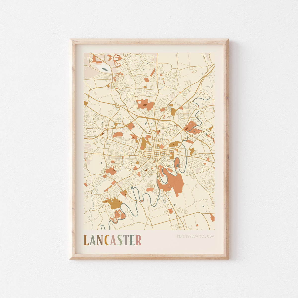 lancaster, pennsylvania map poster - image 1