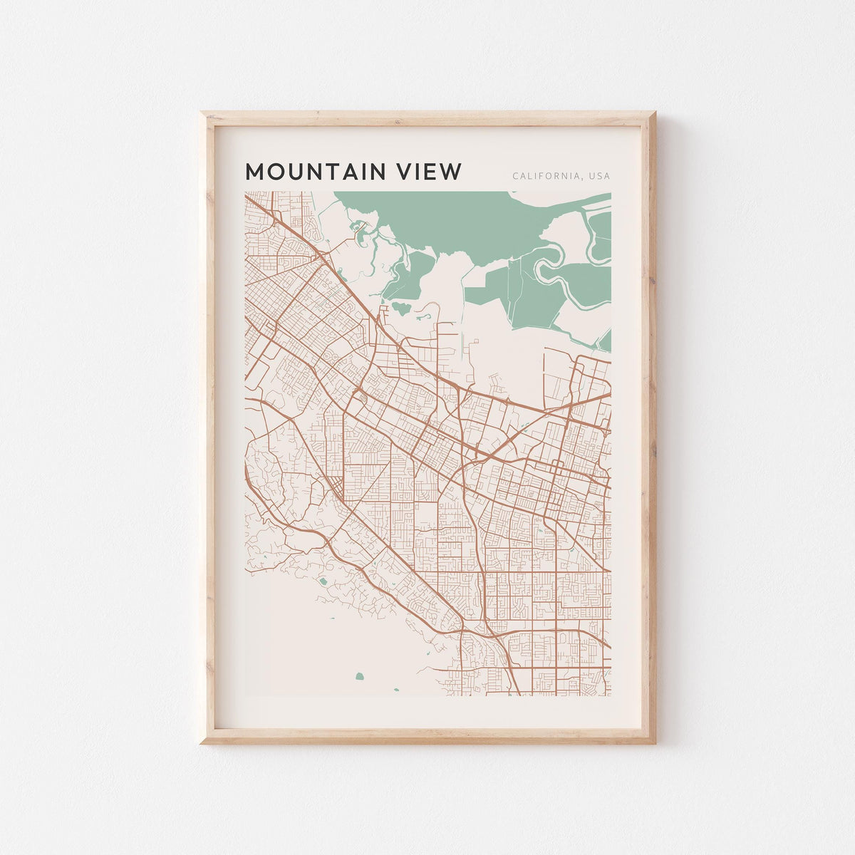mountain view, california map poster - image 1