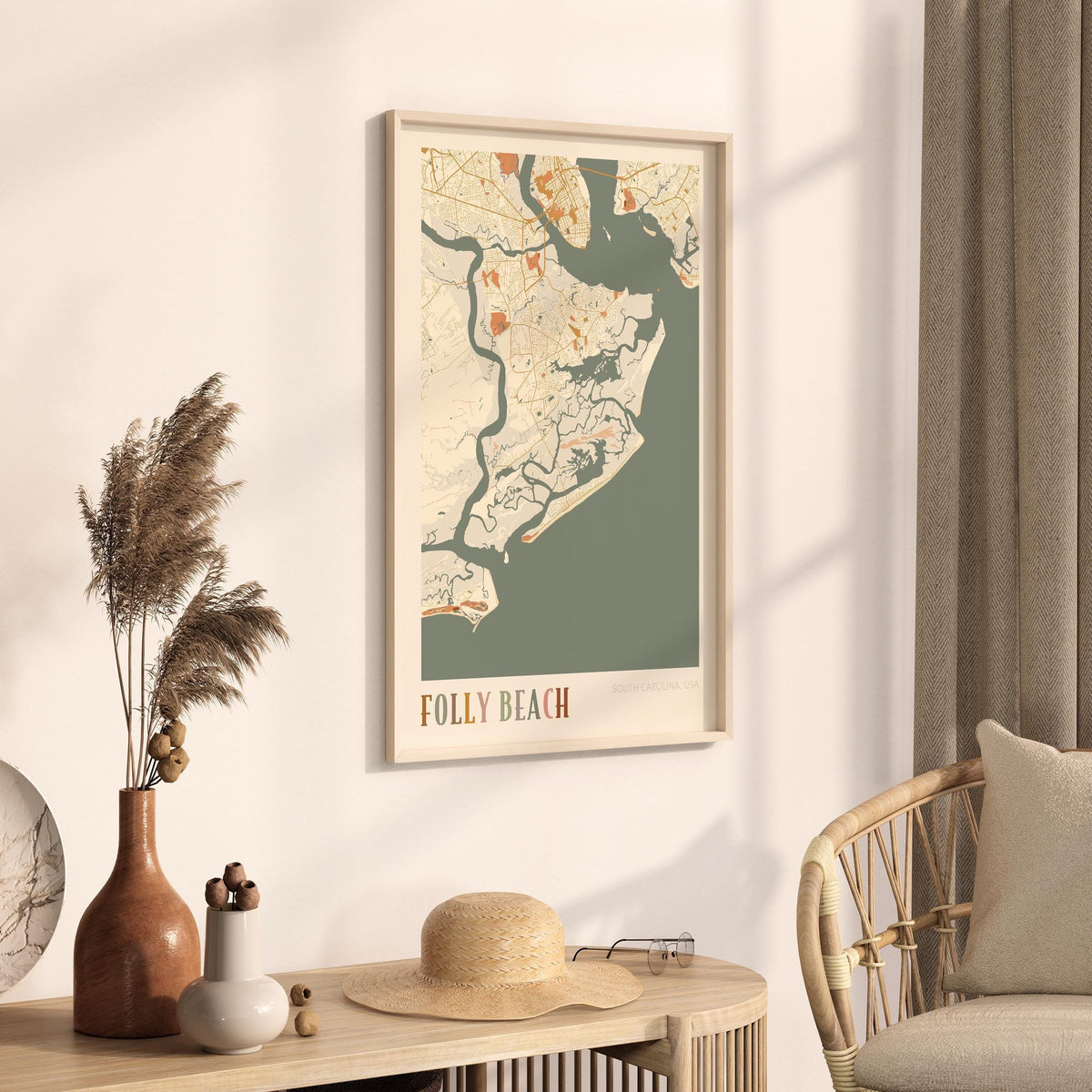 folly beach, south carolina map poster - image 2
