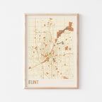 flint, michigan map poster - image 1