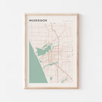 muskegon, michigan map poster - image 1