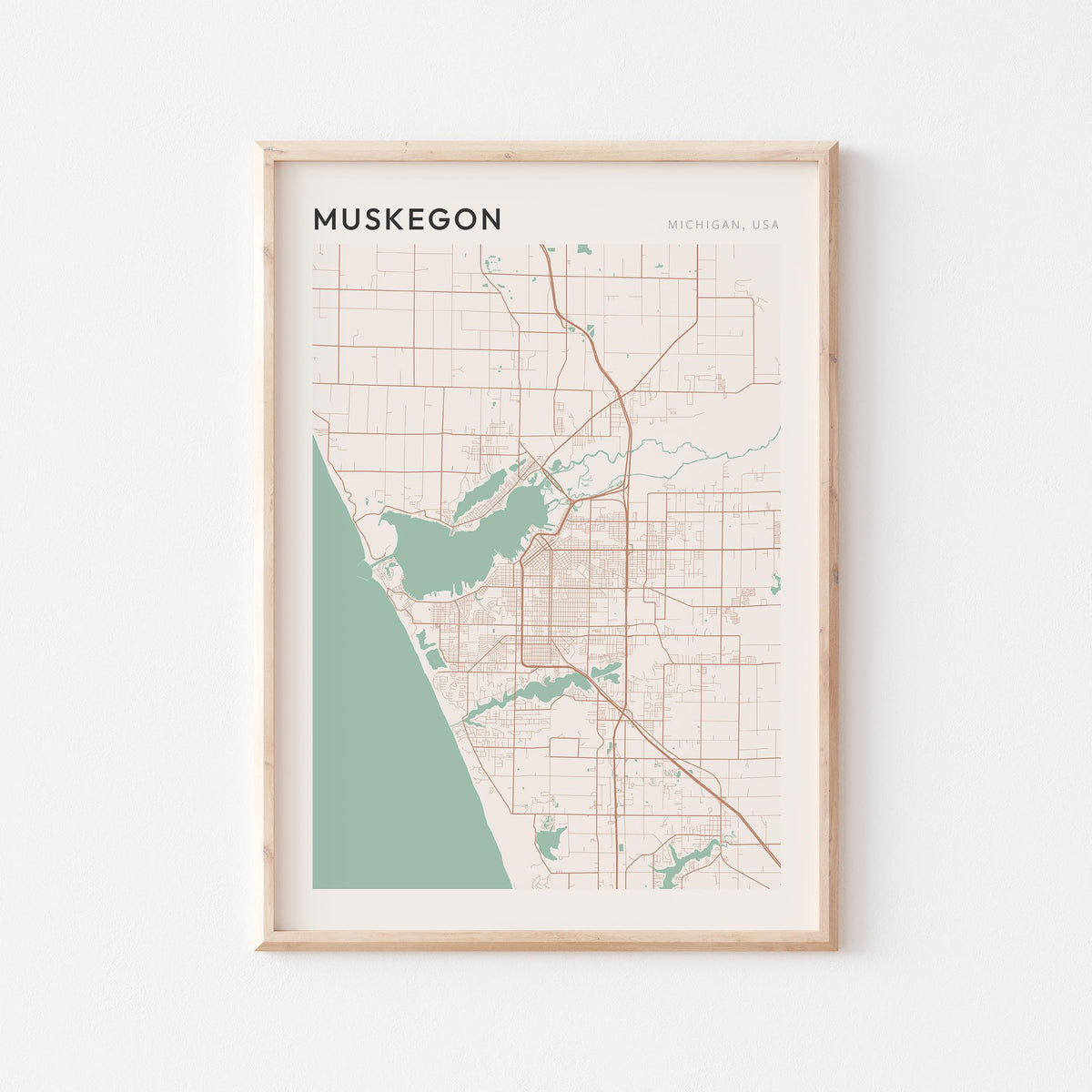 muskegon, michigan map poster - image 1