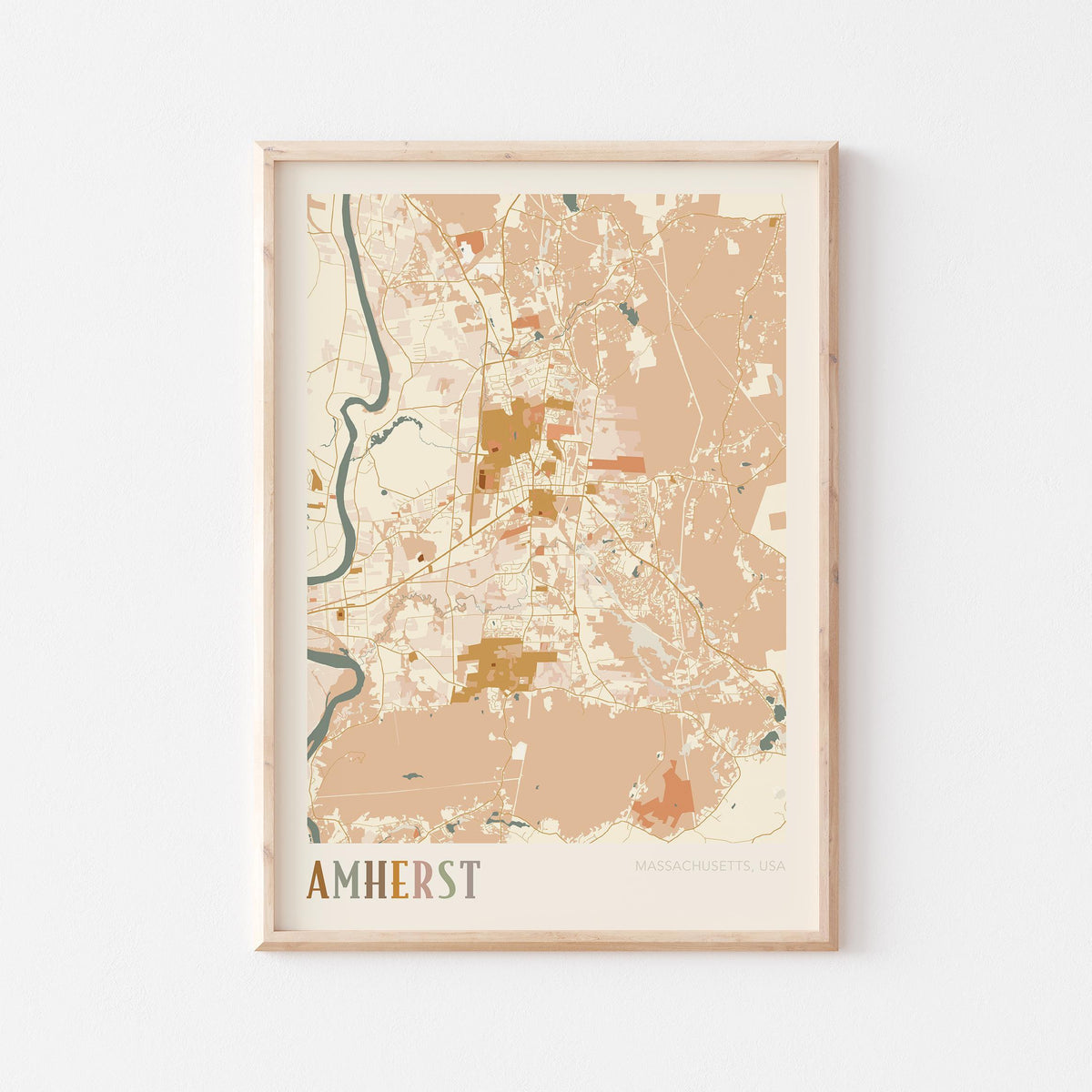 amherst, massachusetts map poster - image 1