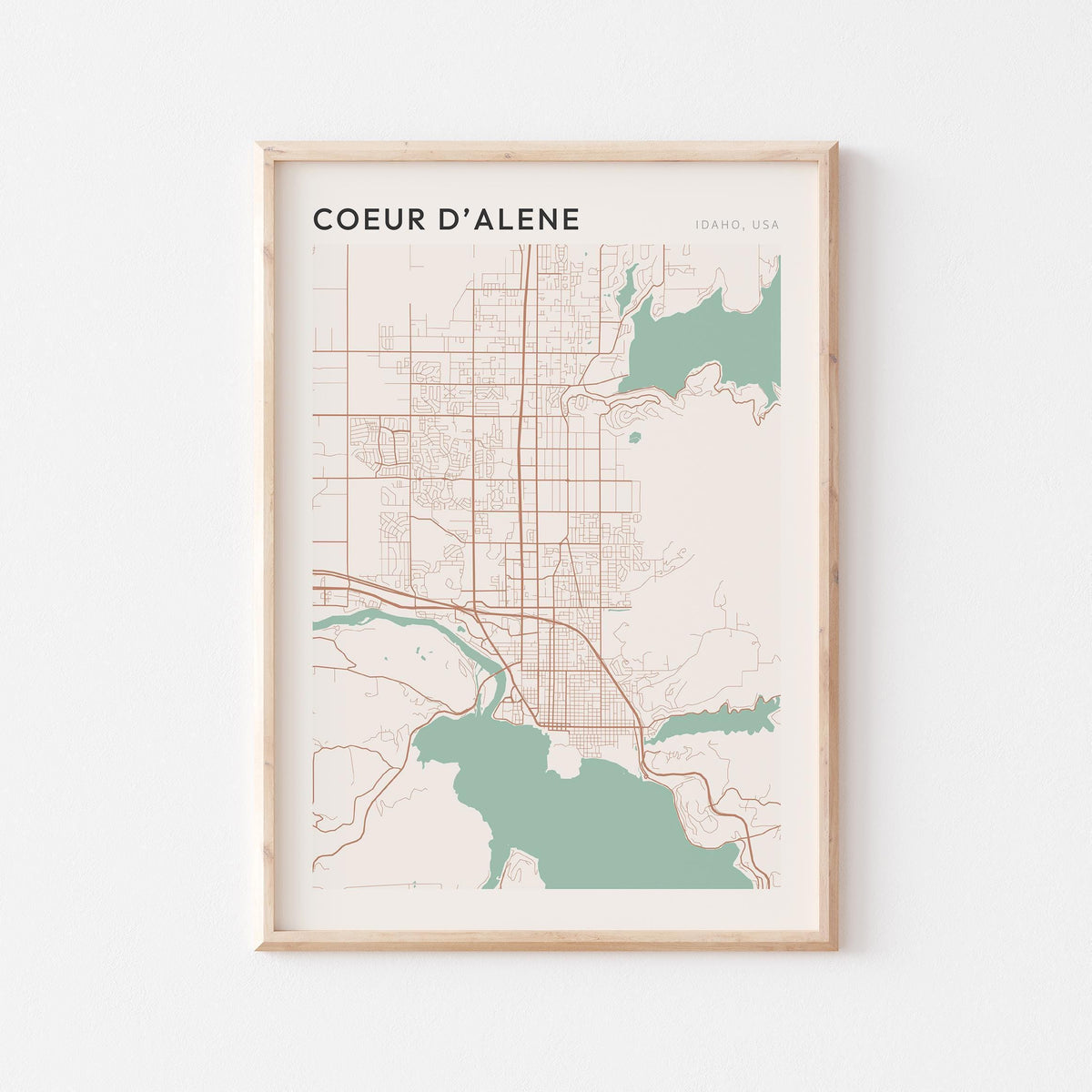 coeur d'alene, idaho map poster - image 1