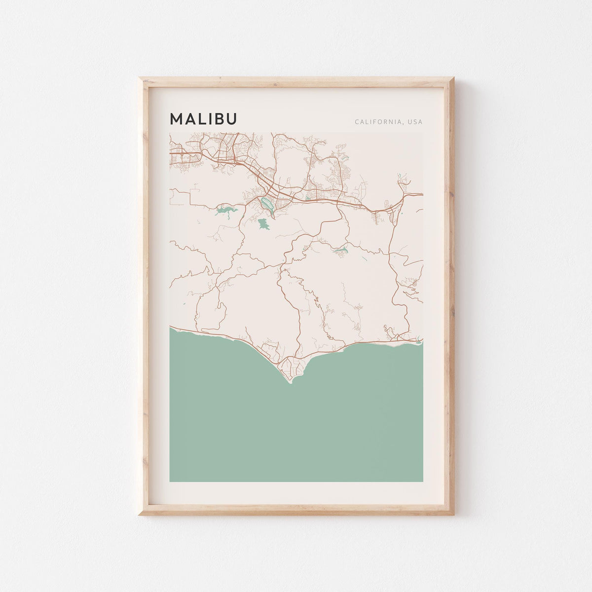 malibu, california map poster - image 1