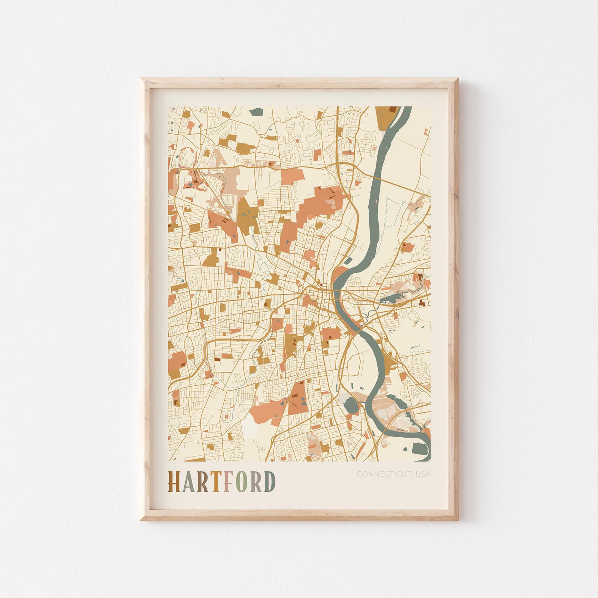 hartford, connecticut map poster - image 1