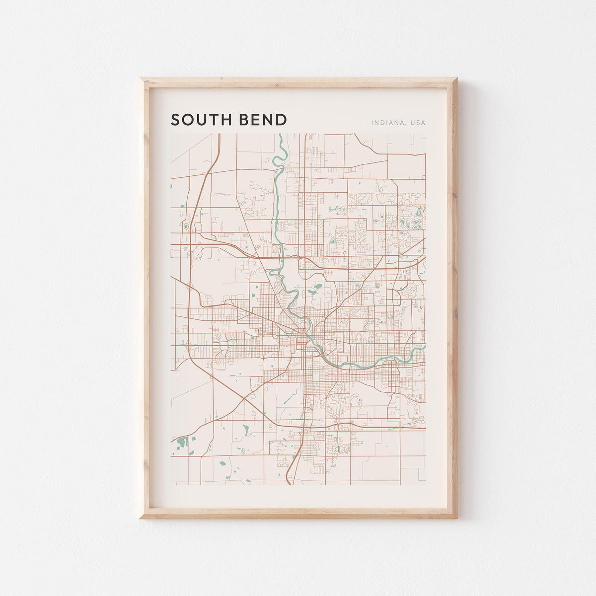 south bend, indiana map poster - image 1